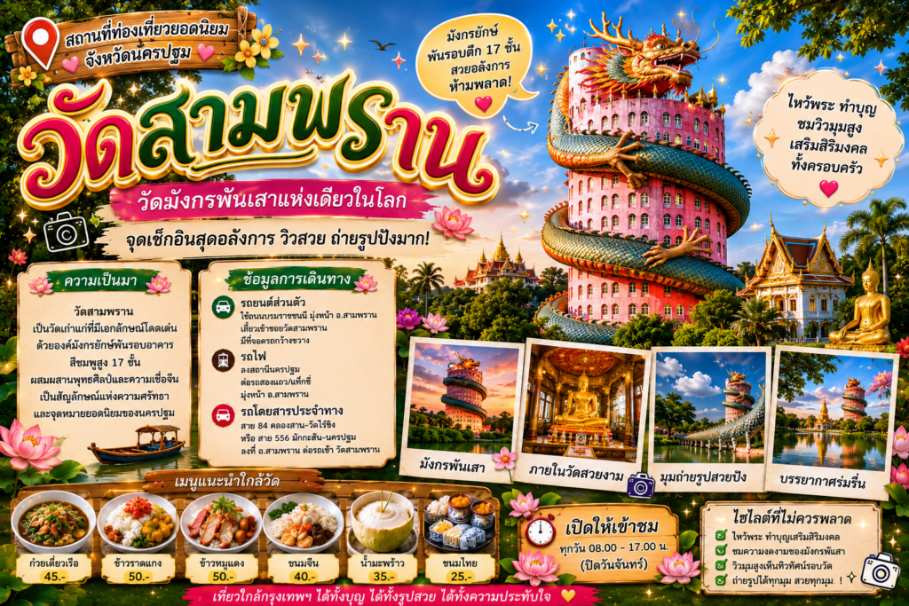 สถานที่ท่องเที่ยวยอดนิยมจังหวัดนครปฐม