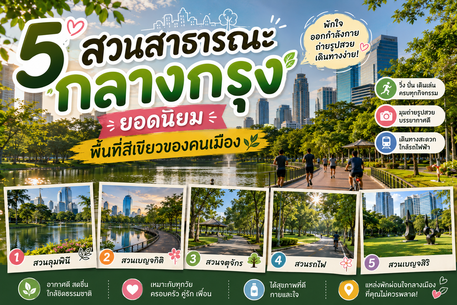 สวนสาธารณะกลางกรุงยอดนิยม